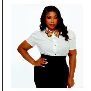 Unique Vintage Butterfly Collar Button Up Blouse